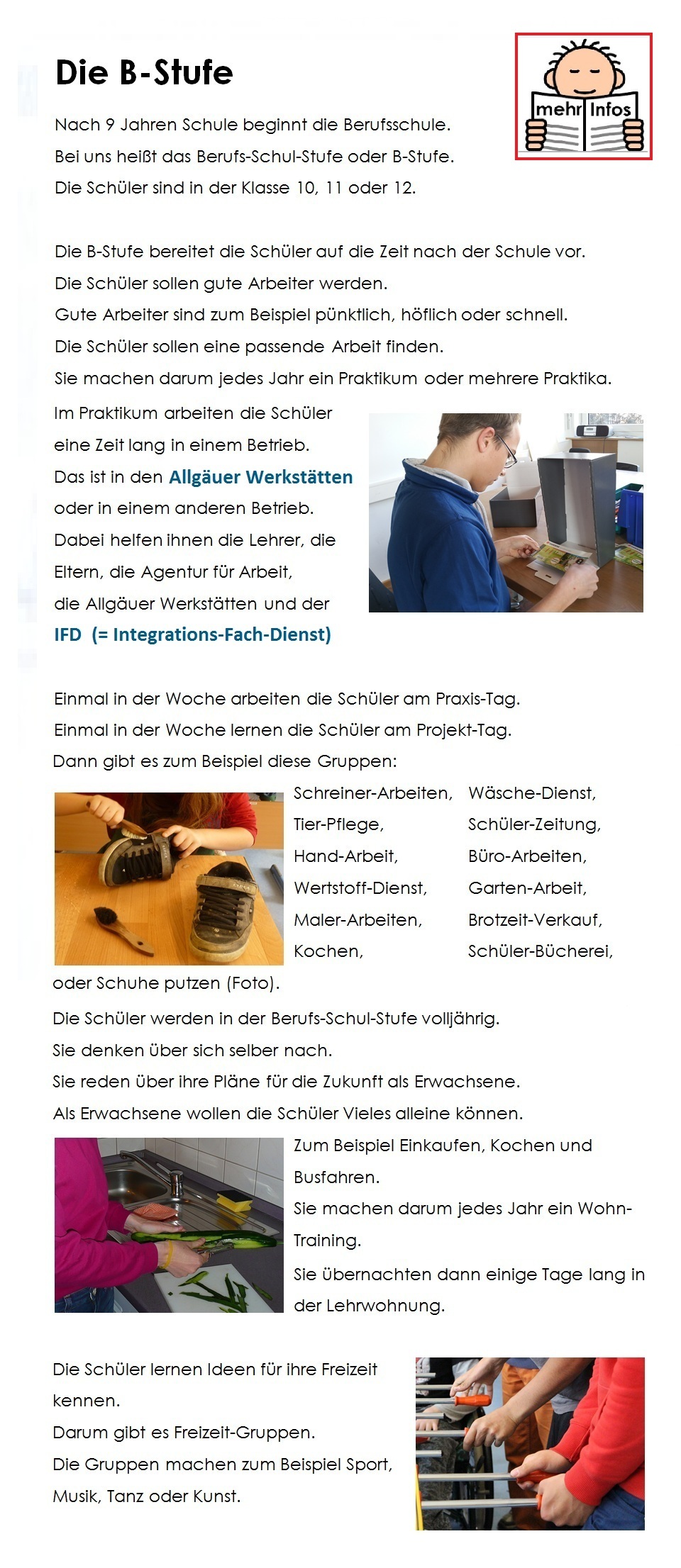 Berufschulstufe in leichter Sprache